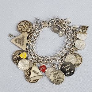 Vintage Blue Color Beta Sigma Phi Sorority Service Charm Bracelet